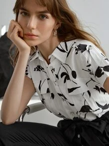 MOTF PREMIUM LINEN FLORAL BELTED JUMPSUIT - Black and White - View 10