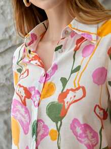 MOTF PREMIUM LINEN FLORAL SHIRT - Multicolor - View 3