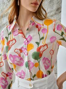 MOTF PREMIUM LINEN FLORAL SHIRT - Multicolor - View 4