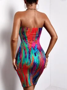 SHEIN SXY Tie Dye Cut Out Bodycon Tube Dress - Multicolor - View 2