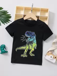 Toddler Boys Dinosaur Print Tee - Black - View 1