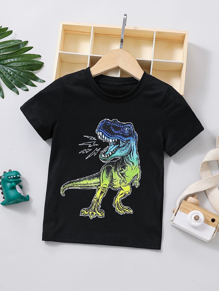 Toddler Boys Dinosaur Print Tee - Black - View 1
