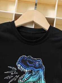 Toddler Boys Dinosaur Print Tee - Black - View 3