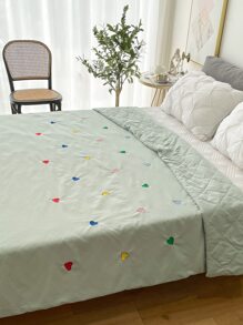 Tấm trải giường chần gòn thêu trái tim - màu xanh lá - Xem 1