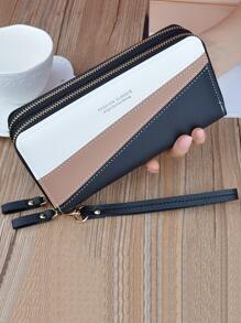 Colourblock Letter Detail Long Wallet - Multicolor - View 1