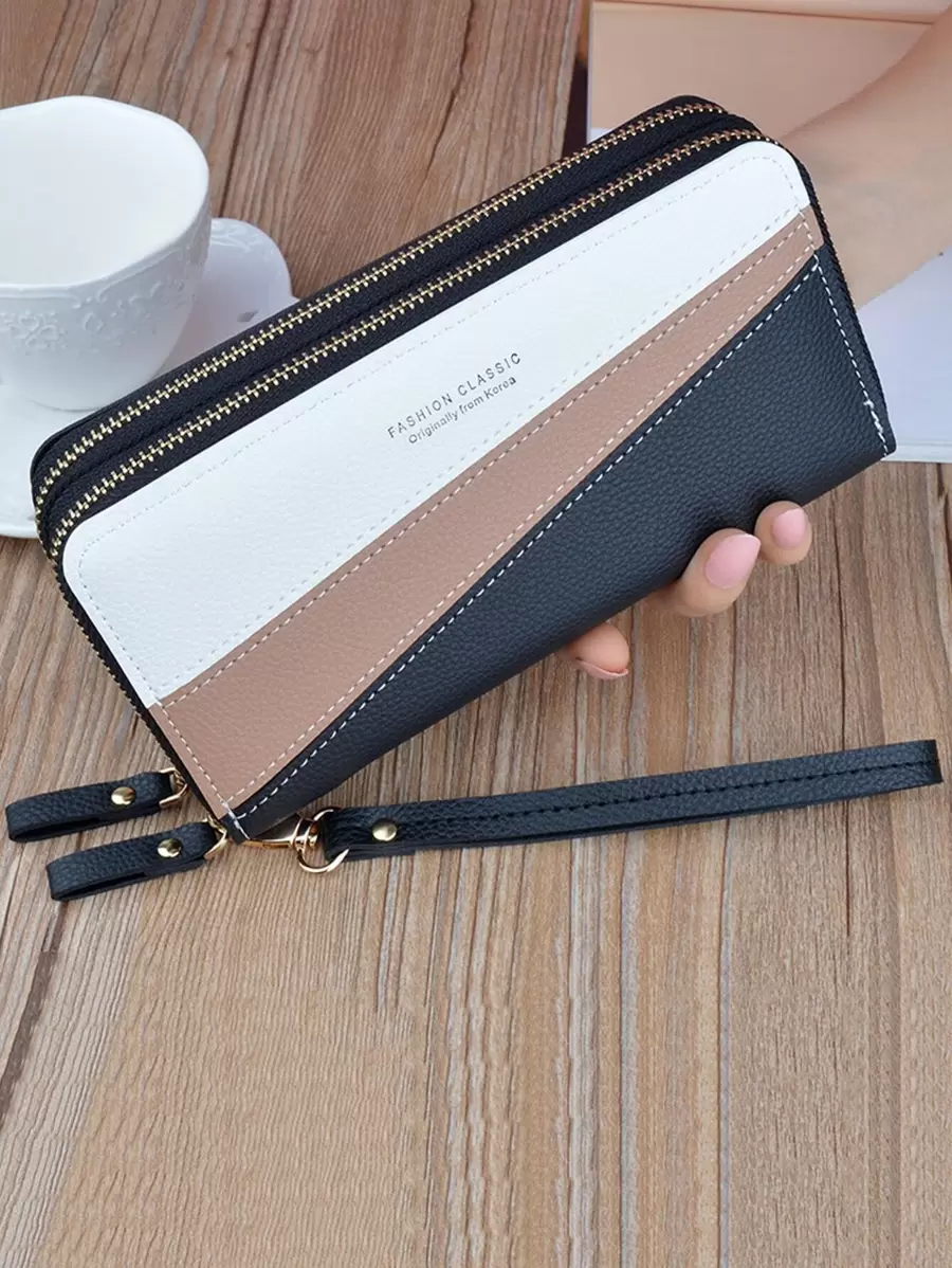 Colourblock Letter Detail Long Wallet - Multicolor - View 1