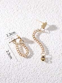 1雙時尚迷人不鏽鋼仿品心形鏈式耳環,女性日常時尚珠寶配件,生日派對禮物