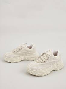 Giày Thể thao Nữ Ren lên màu trơn Ren lên - Màu be - Xem 3