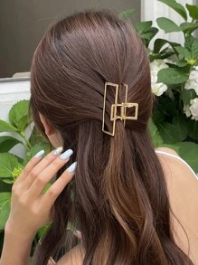 DAZY Geometric Design Hair Claw Casual Claw Clips Hair Clips Hair Jaw Clip Hair Clamps Hair Clutch Hair Catcher Clip - Gold - View 1