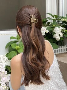 DAZY Geometric Design Hair Claw Casual Claw Clips Hair Clips Hair Jaw Clip Hair Clamps Hair Clutch Hair Catcher Clip - Gold - View 6