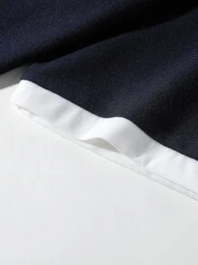 Manfinity 男士字母補丁細節拼接邊T恤 - 藏蓝色 - 查看 6