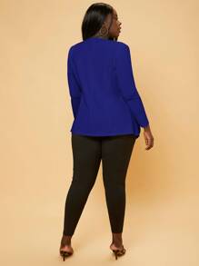 Slaydiva 大碼素色開門襟西裝外套 - 寶藍色 - 查看 2