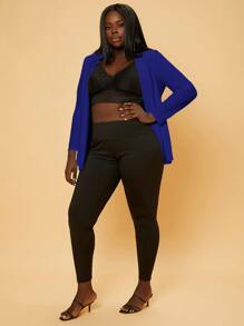 Slaydiva 大碼素色開門襟西裝外套 - 寶藍色 - 查看 5