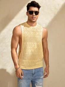Manfinity RSRT Men Solid Tank Top Sleeveless Plain Vacation Fashion Tank Top For Boyfriend Gift - Yellow - View 1