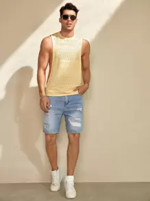 Manfinity RSRT Men Solid Tank Top Sleeveless Plain Vacation Fashion Tank Top For Boyfriend Gift - Yellow - View 3