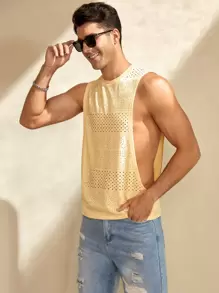 Manfinity RSRT Men Solid Tank Top Sleeveless Plain Vacation Fashion Tank Top For Boyfriend Gift - Yellow - View 4