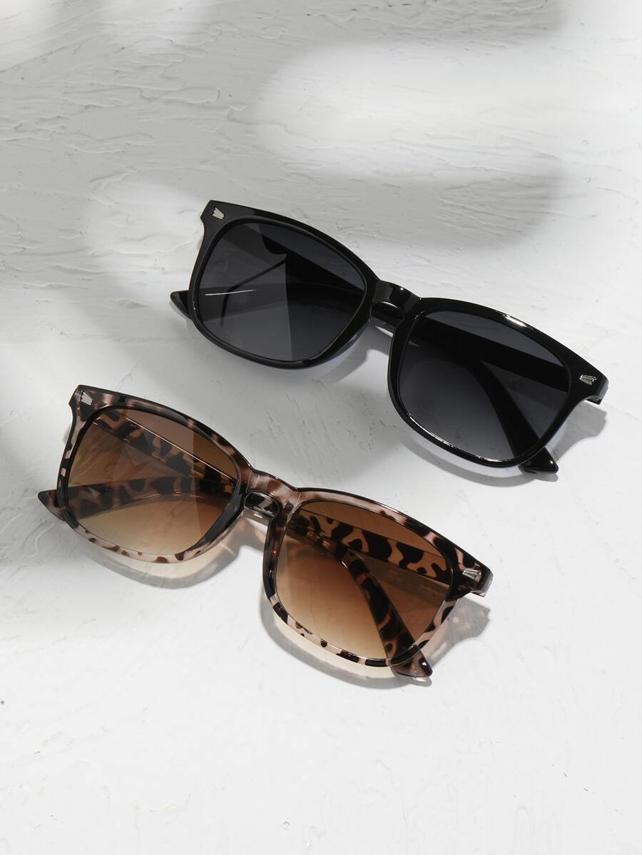 2pairs Leopard Print Frame Fashion Glasses Casual - Multicolor - View 1