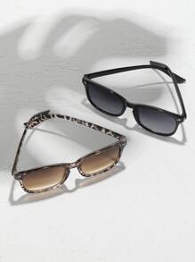 2pairs Leopard Print Frame Fashion Glasses Casual - Multicolor - View 3