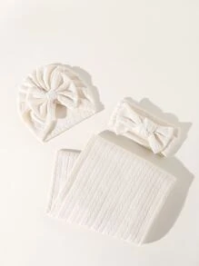 3入組嬰兒帽和髮箍和繈褓毯套裝 - 米色 - 查看 2