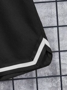 SHEIN Tween Boy Striped Waistband Drawstring Waist Sports Shorts, Summer