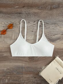 SHEIN Swim 抽褶比基尼泳裝上衣 - 白色 - 查看 7