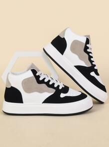 Zapatillas de skate de color combinado con cordón delantero - Multicolor - Ver 4