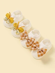 2pairs Baby Bowknot & Butterfly Decor Socks - Multicolor - View 2