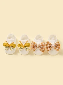 2pairs Baby Bowknot & Butterfly Decor Socks - Multicolor - View 3