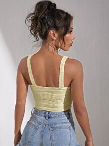 SHEIN BAE Chain Detail Textured Crop Cami Top - Beige - View 2