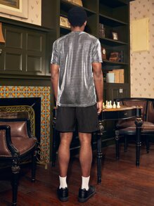 Manfinity AFTRDRK Men Round Neck Metallic Tee - Silver - View 2