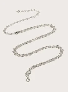 Rhinestone Decor Chain Belt - Silver - View 3