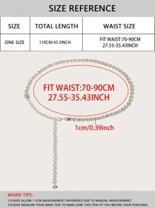 Rhinestone Decor Chain Belt - Silver - View 4