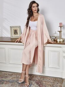 Modelyn 喇叭袖蕾絲邊外套和前垂褶半身裙 - 淺粉色 - 查看 5