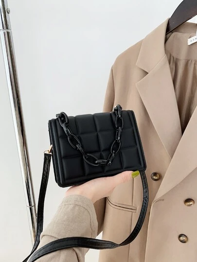 MiniMinimalistEmbossedChainDecorCrossbodyBag - Top SHEIN
