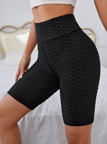 SHEIN EZwear Shorts biker con textura de panal de moldeador cadera