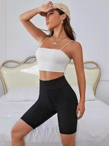 SHEIN EZwear Shorts biker con textura de panal de moldeador cadera