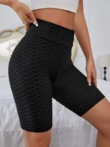 SHEIN EZwear Shorts biker con textura de panal de moldeador cadera