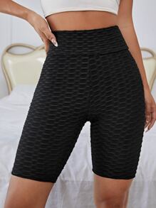 SHEIN EZwear Shorts biker con textura de panal de moldeador cadera
