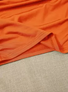 SHEIN 青少年女孩實色領後背心 - 橘色 - 查看 4