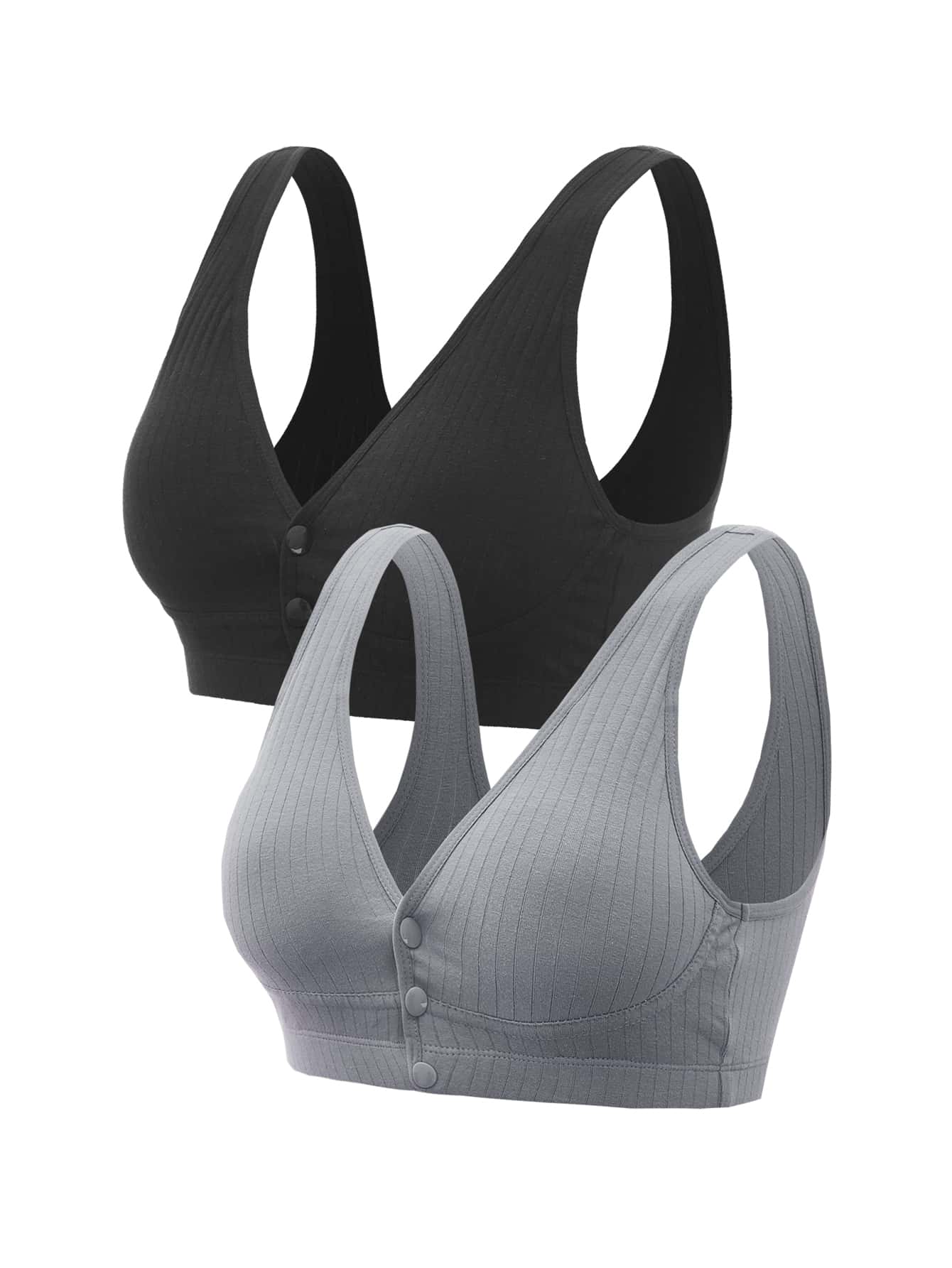 SHEIN Maternity 2packs Button Front Bra Set - Multicolor - View 1