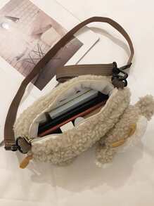 Fluffy Cartoon Sheep Design Novelty Bag - Khaki - View 3