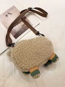 Fluffy Cartoon Sheep Design Novelty Bag - Khaki - View 4
