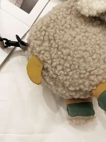 Fluffy Cartoon Sheep Design Novelty Bag - Khaki - View 6