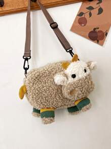 Fluffy Cartoon Sheep Design Novelty Bag - Khaki - View 7
