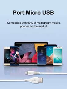 1入組微USB快充數據綫 - 白色 - 查看 7