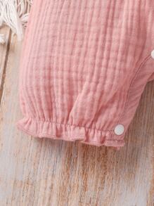 SHEIN Mono Para Bebé Niña Con Encaje Y Lazo Frontal Con Volantes