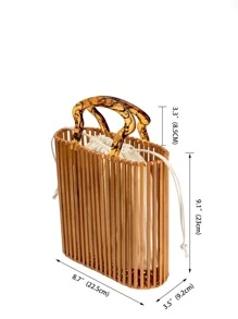 鏤空手提包帶內袋,完美適合夏天海灘旅行度假 - 紫紅色 - 查看 5