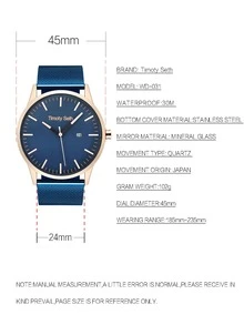 1pc Men's Blue Stainless Steel Band Business Casual Quartz Watch With Calendar, Suitable For Daily Wear - Blue - View 2