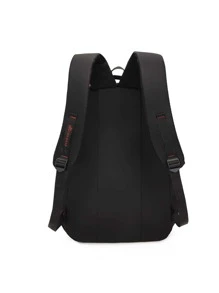 Men Letter Patch Decor Laptop Backpack - Black - View 4