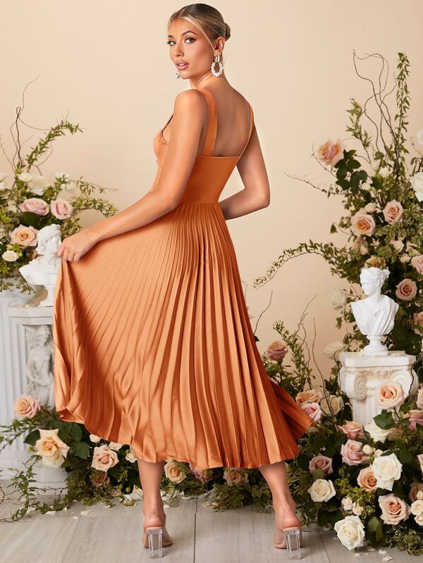 SHEIN Belle Pleated Bustier Cami Bridesmaid Dress SHEIN USA